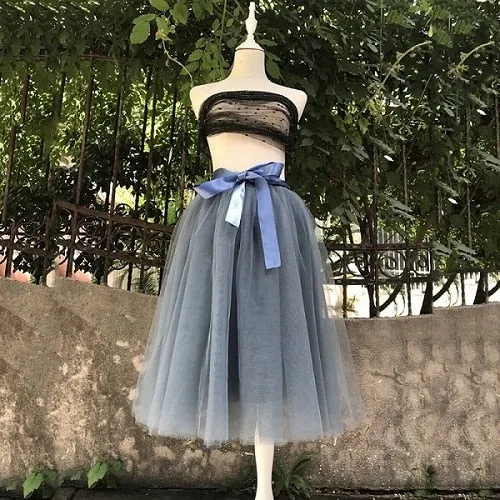 6Layers 65cm Fashion Tulle Skirt Pleated Tutu Skirts Womens Lolita Petticoat Bridesmaids Vintage Midi Skirt Jupe Saias faldas