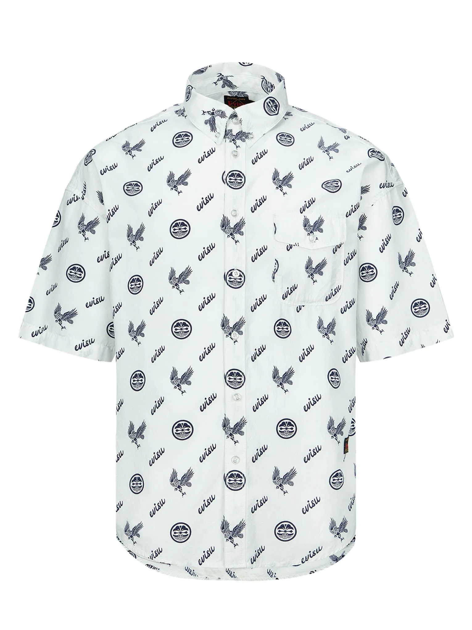 Allover Kamon and Eagle Print Shirt