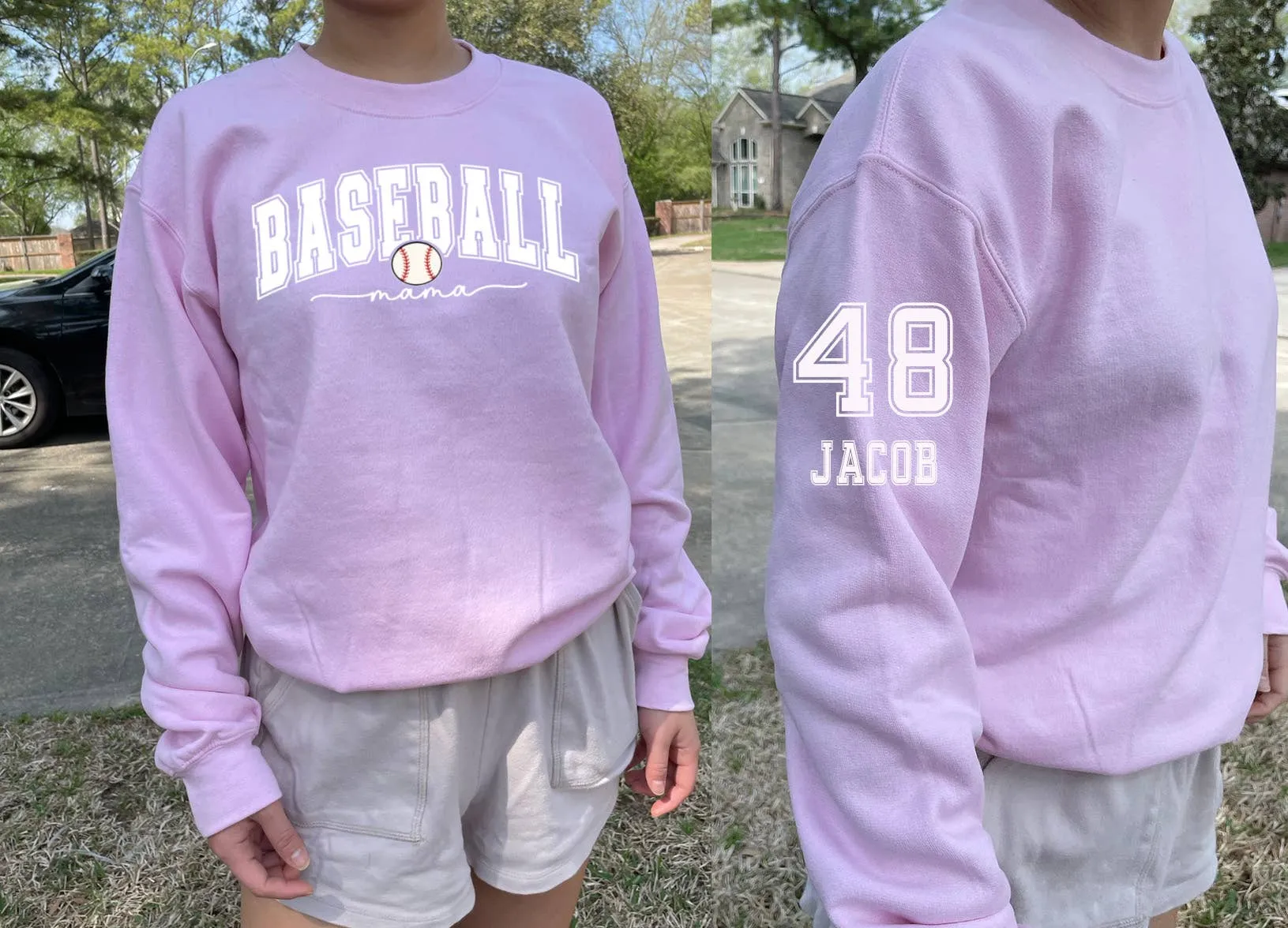 baseball Mama Sweatshirt  Personalized On Sleeve