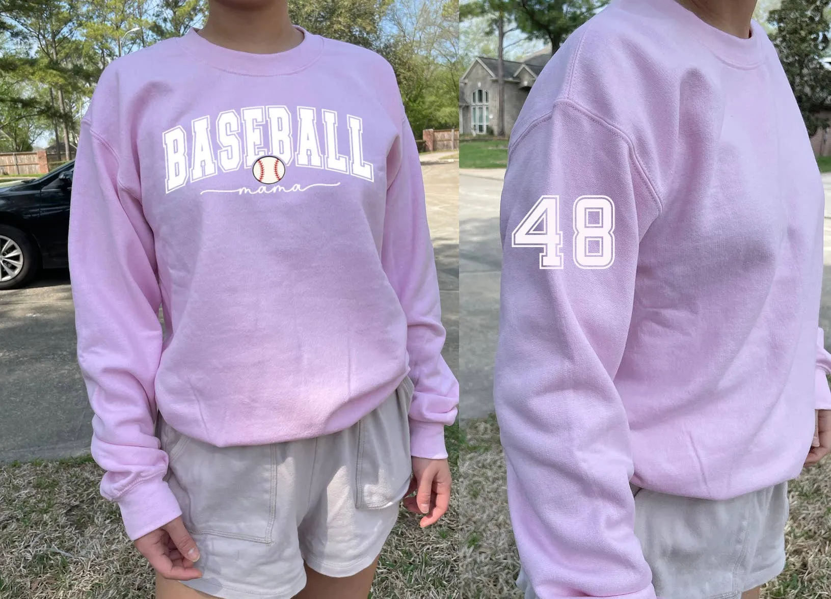 baseball Mama Sweatshirt  Personalized On Sleeve