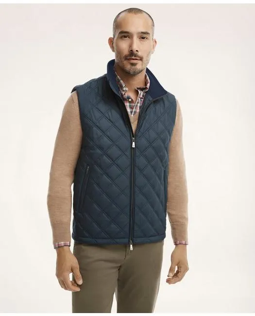 Brooks Brothers Men's Paddock Diamond Quilted Vest Navy