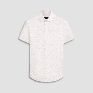 Bugatchi Ooohcotton Miles Flamingo Print Short Sleeve Sport Shirt - Chalk