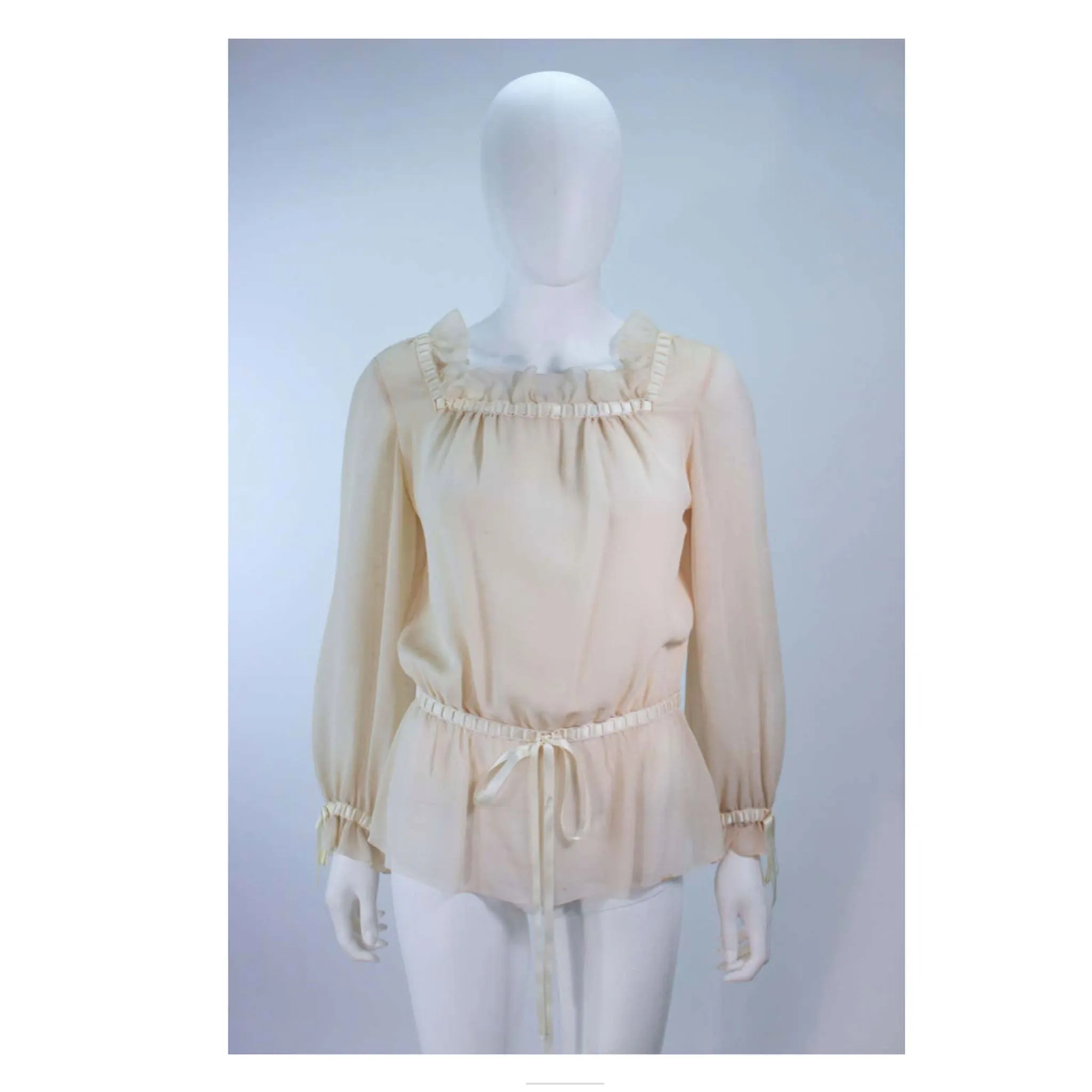 CHRISTIAN DIOR Silk Chiffon Skirt & Blouse Set Size 2