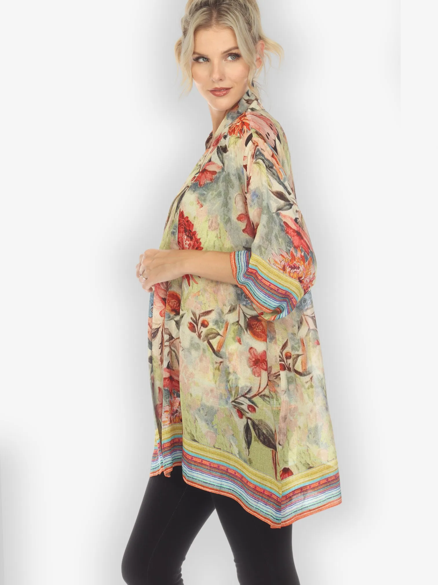 Chrysanthemum and Butterfly Kimono Top