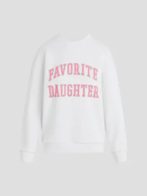 Collegiate Favorite Daughter Sweatshirt in White and Pink