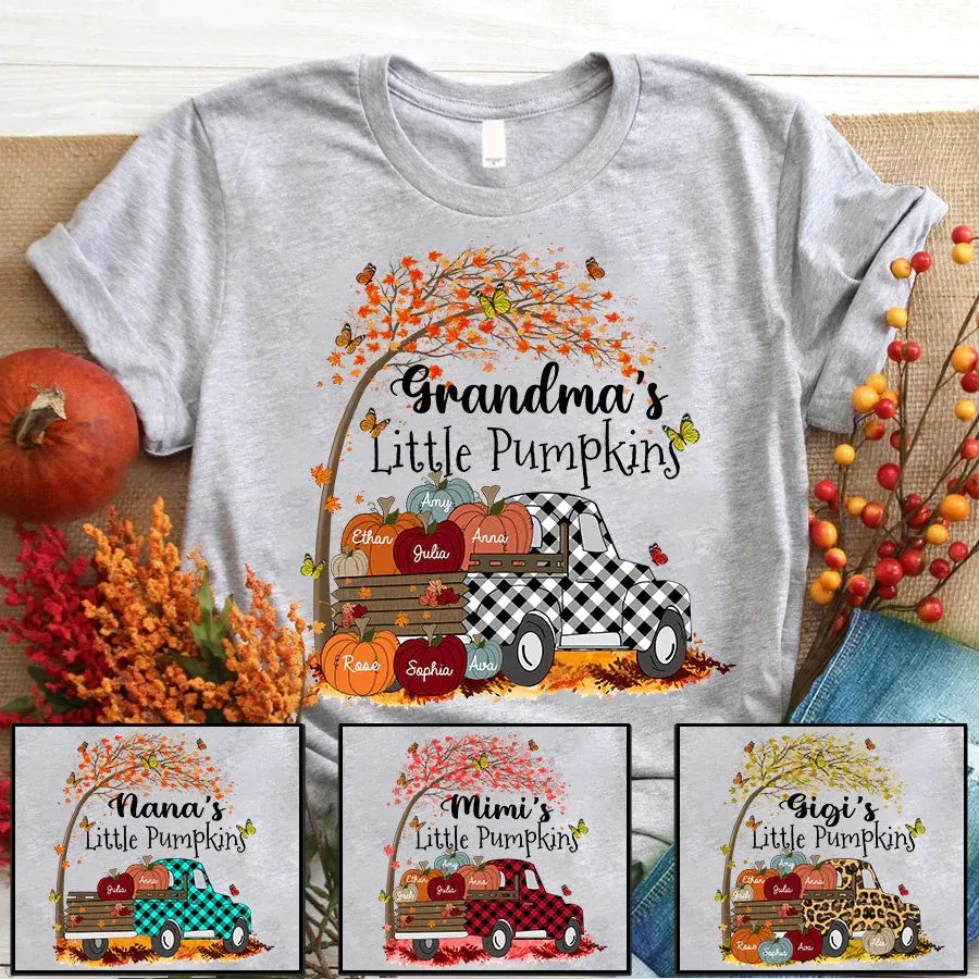 Customized Grandma's little Pumpkins Fall Season T Shirt