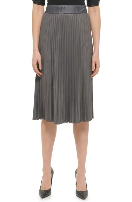 DKNY - Faux Suede MIDI Pleated Skirt