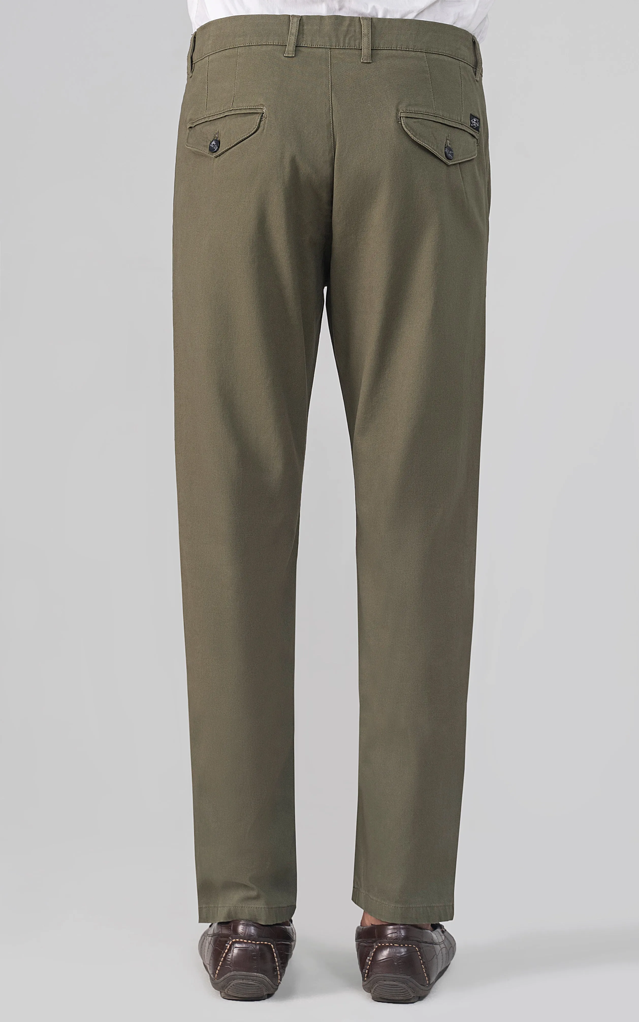 DOBBY SMART FIT CASUAL PANT OLIVE