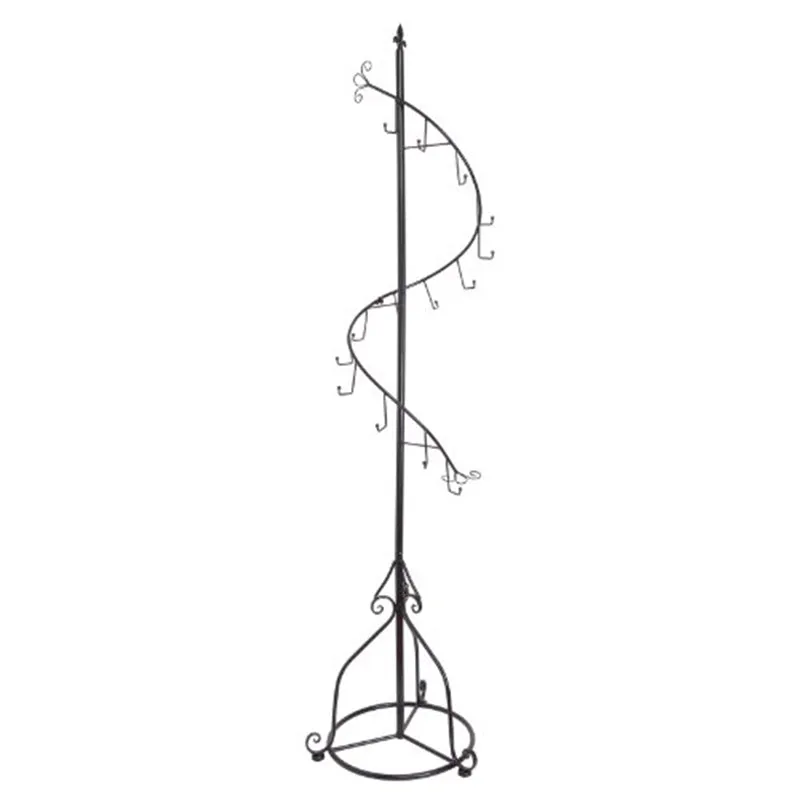 Elegant Black Metal 14 Hook Spiral Coat Hanger / Bag Display / Garment Rack Stand