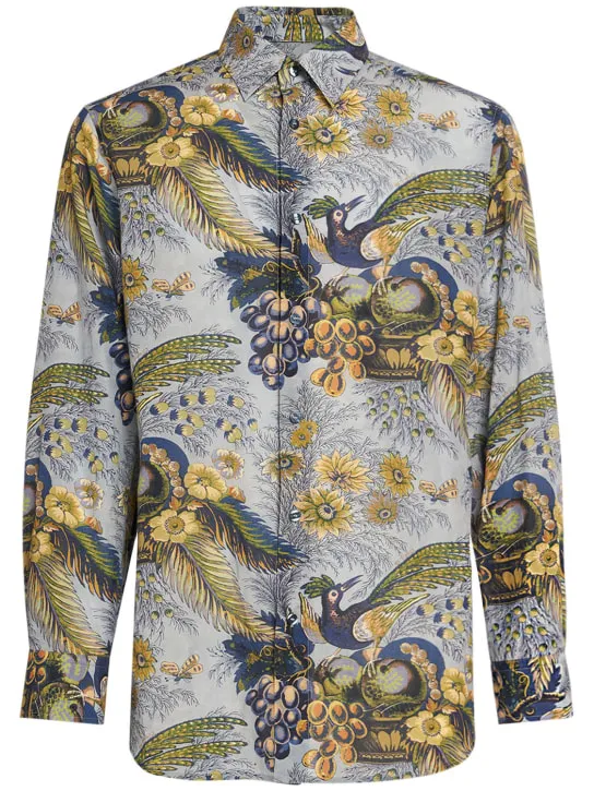 Etro   Printed silk blend long sleeve shirt 