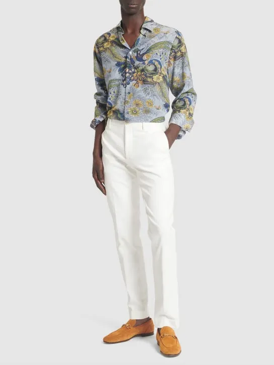 Etro   Printed silk blend long sleeve shirt 