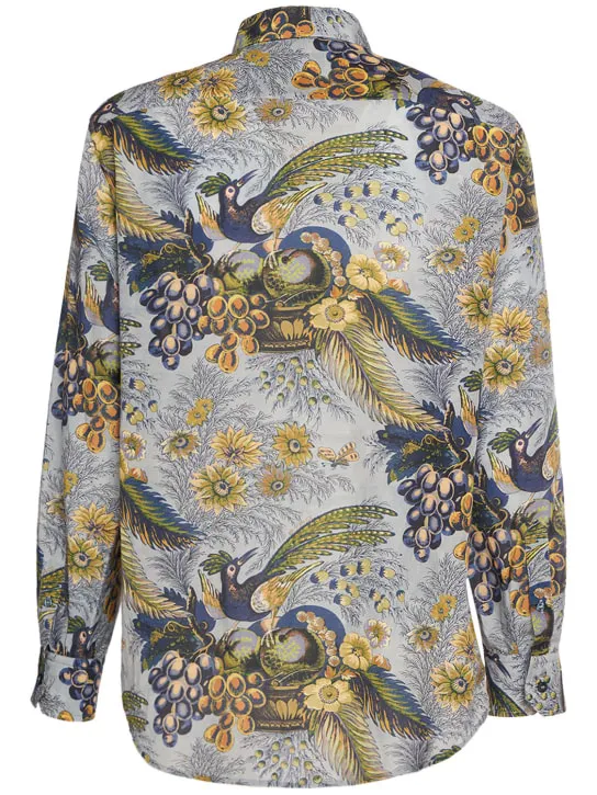 Etro   Printed silk blend long sleeve shirt 