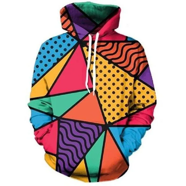 Fast Shipping Multi-Colour Geometric Pattern Hoodie