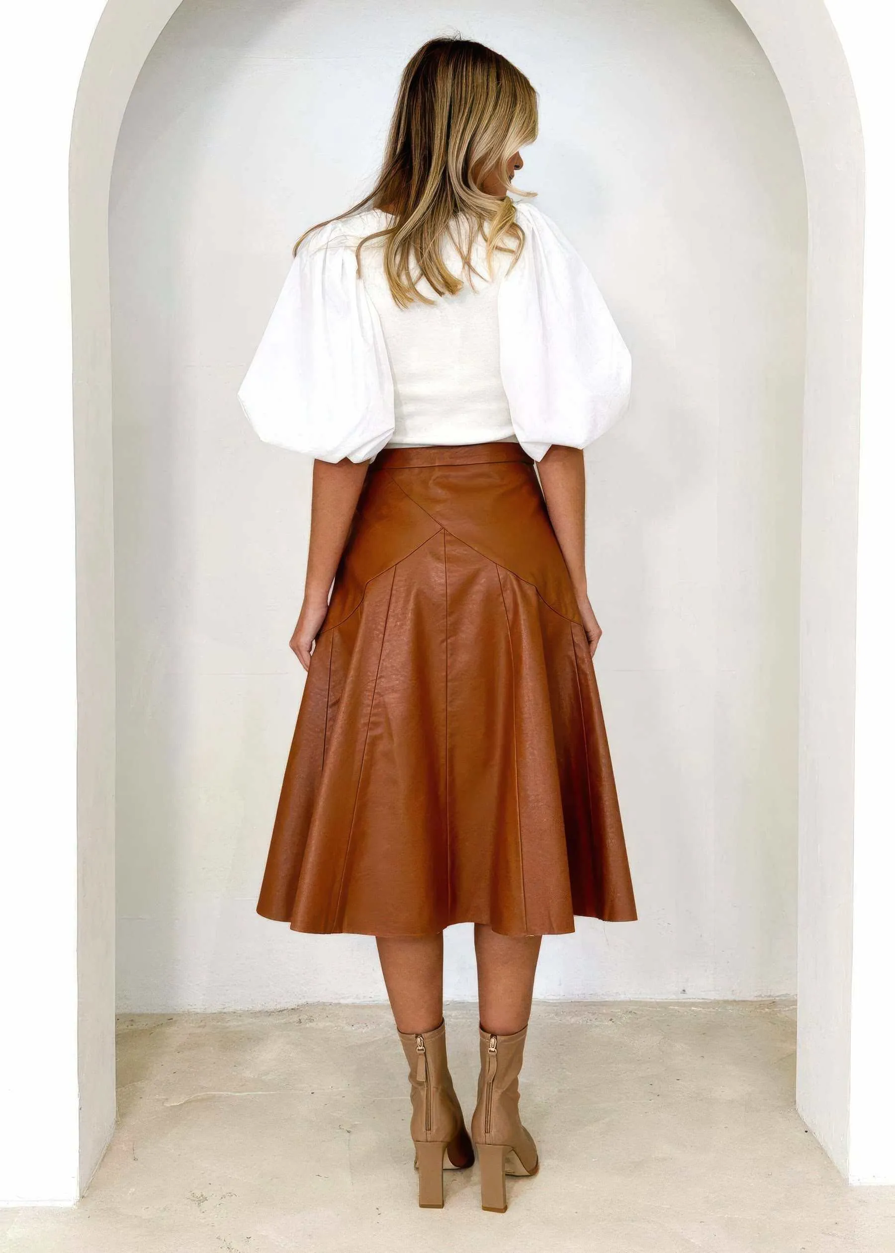 Glow Chic's High Waisted Mid Length Pleated Skirt