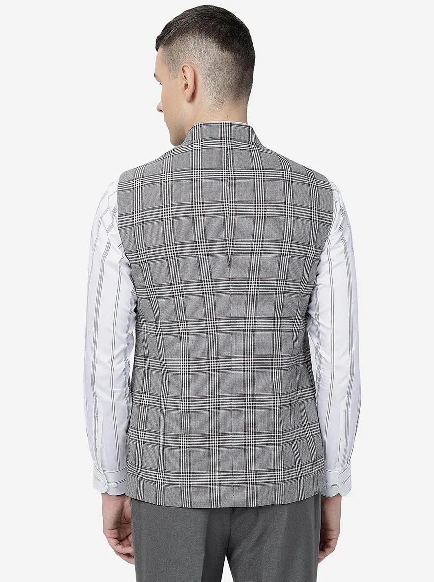 Grey Checked Regular Fit Modi Jacket | JadeBlue