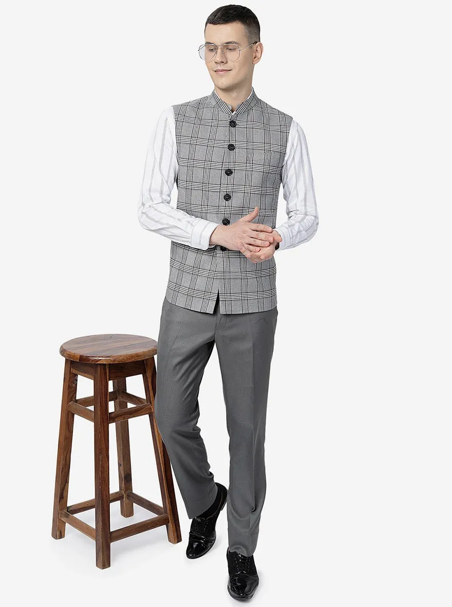 Grey Checked Regular Fit Modi Jacket | JadeBlue