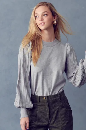 Grey Classic Stripe Texture Pullover