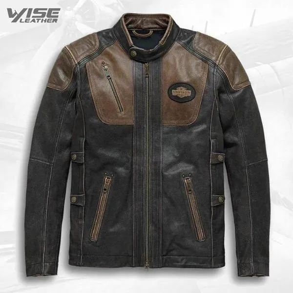 Harley-Davidson Vent Brown Men’s Genuine Leather Motorcycle Jacket