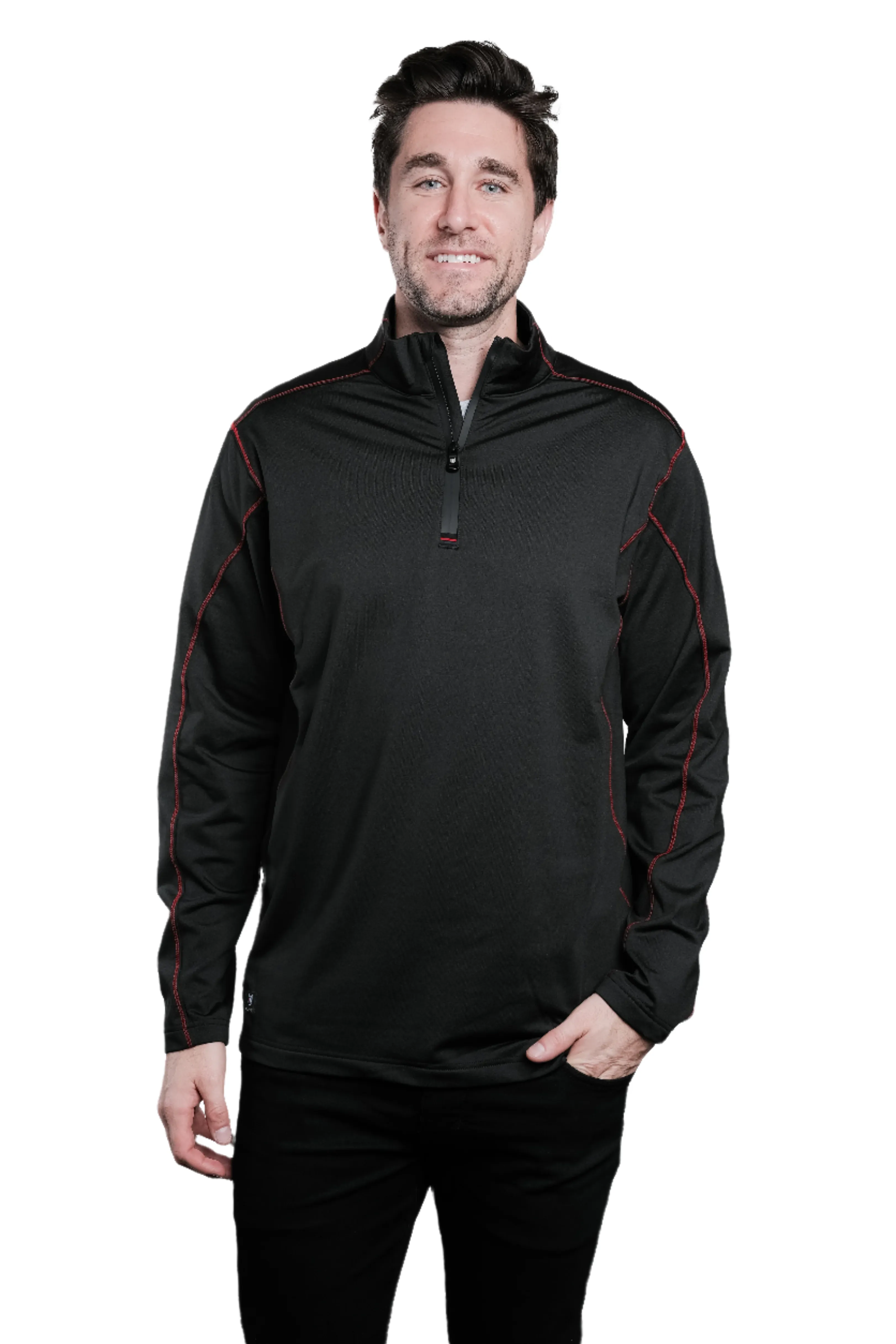 Hayes Black/Red Men's Quarter Zip Pullover