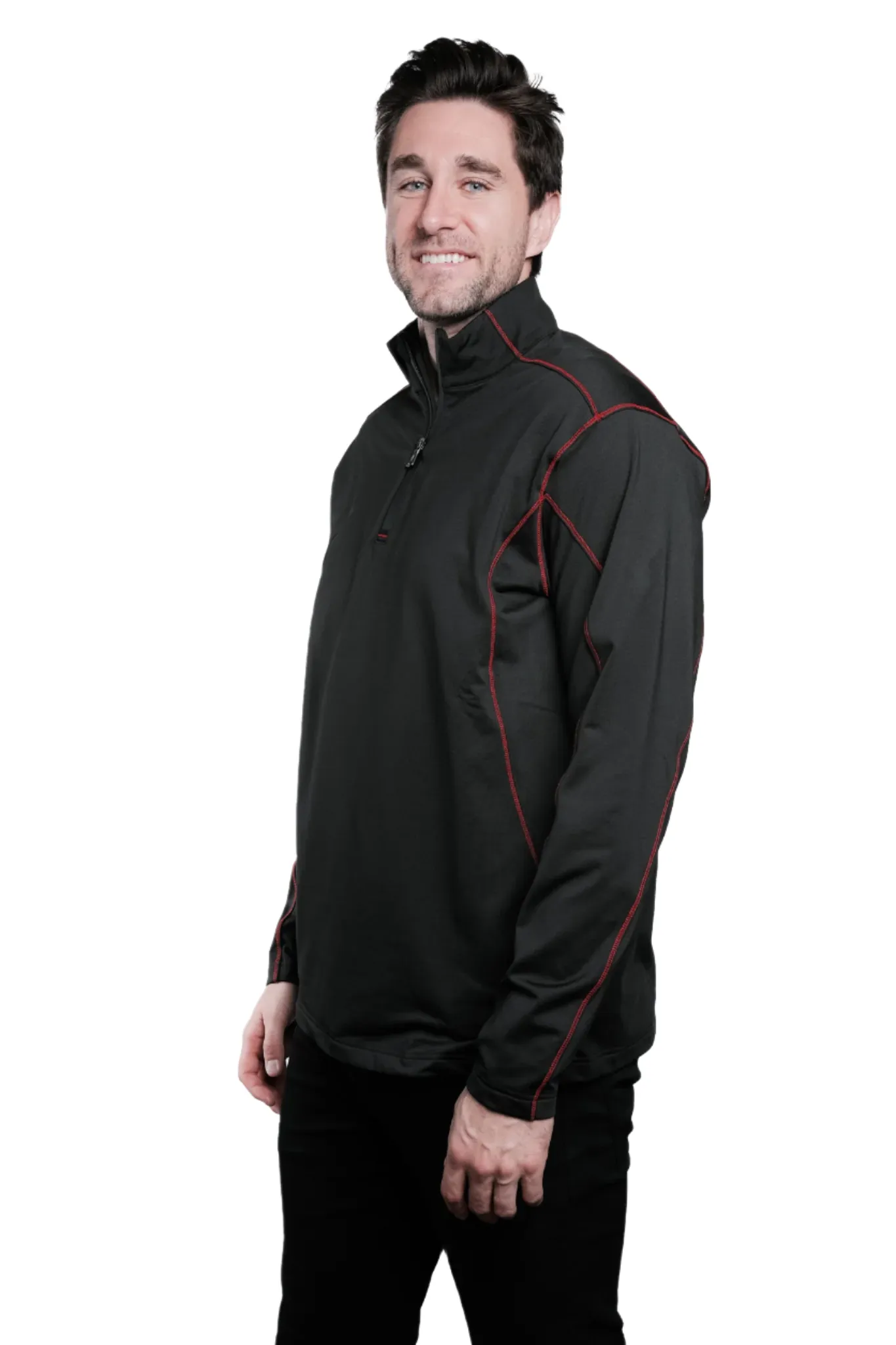 Hayes Black/Red Men's Quarter Zip Pullover