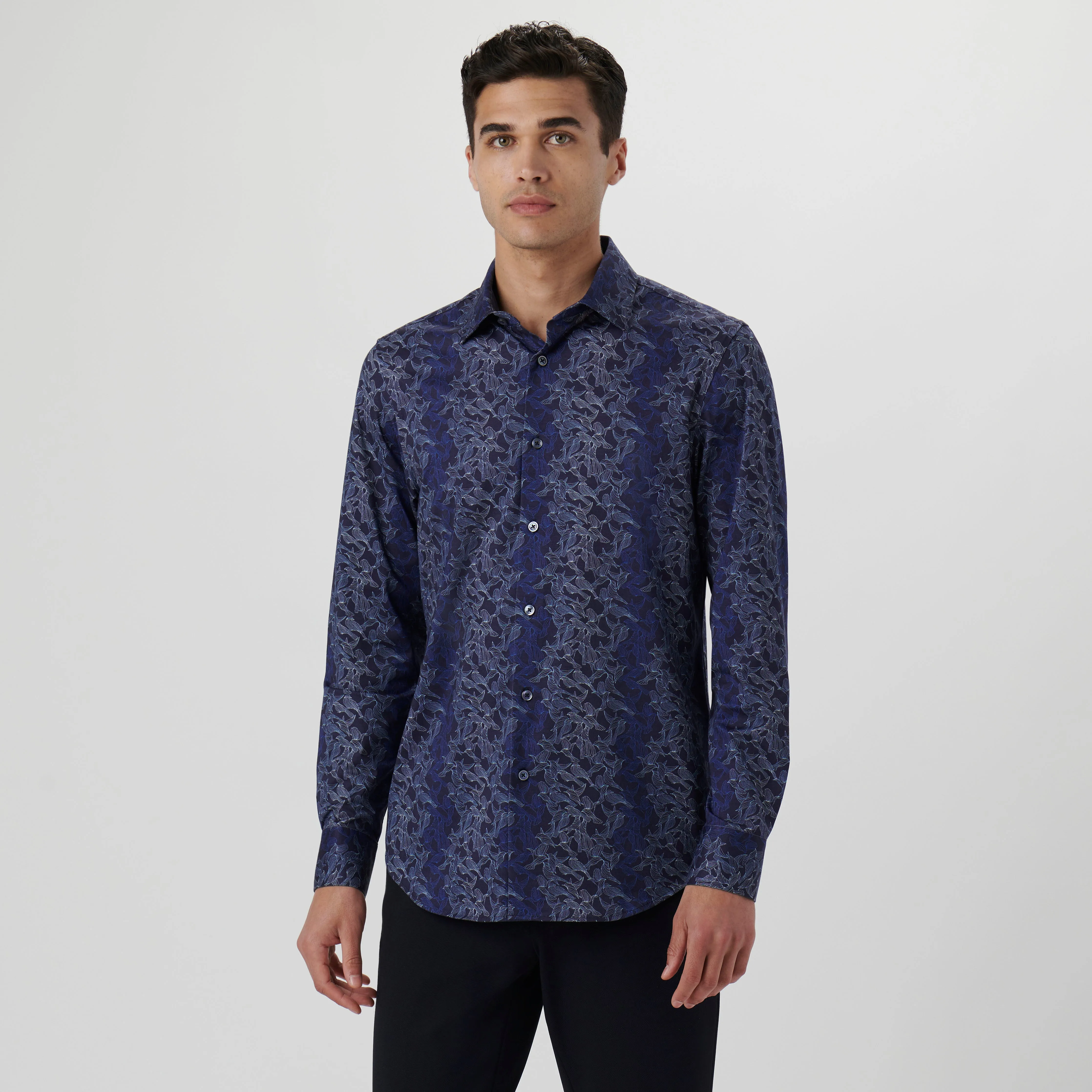 James Abstract Bird Print OoohCotton Shirt