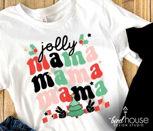 Jolly mama Shirt, Cute Groovy Christmas Graphic Tee