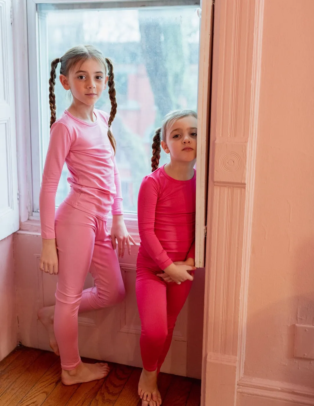 Kid's Classic Solid Color Thermal Pajamas