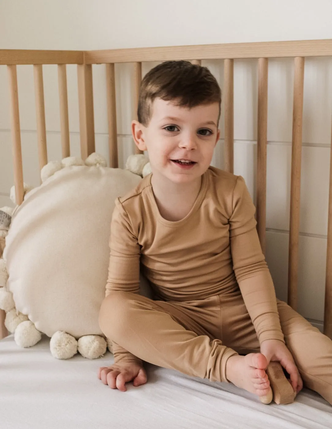 Kid's Neutral Solid Color Thermal Pajamas