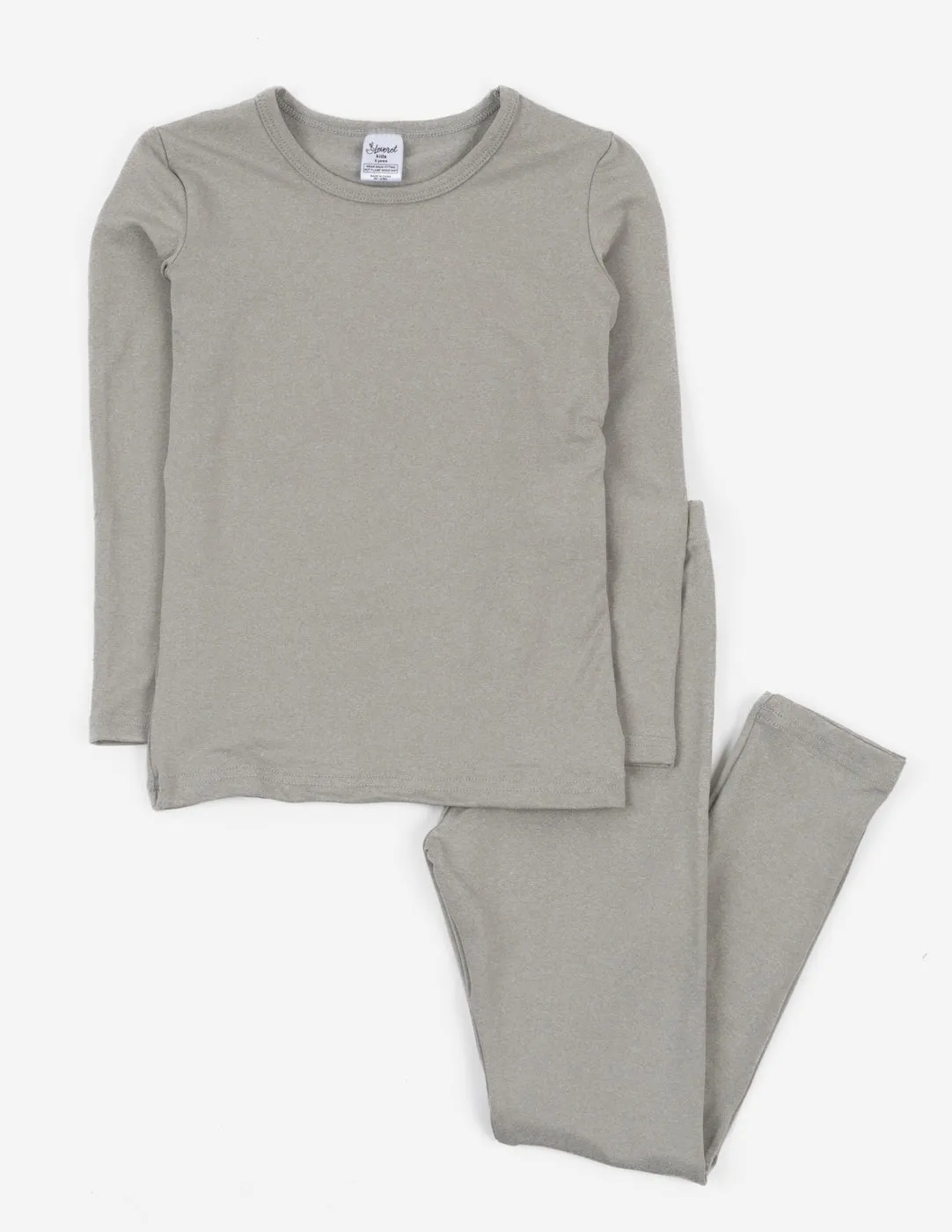 Kid's Neutral Solid Color Thermal Pajamas