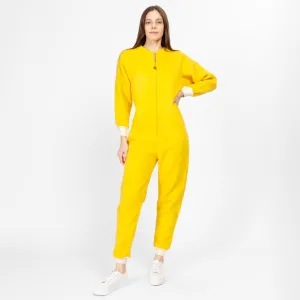 Large 70s Yellow Fleece Pajama Jumpsuit