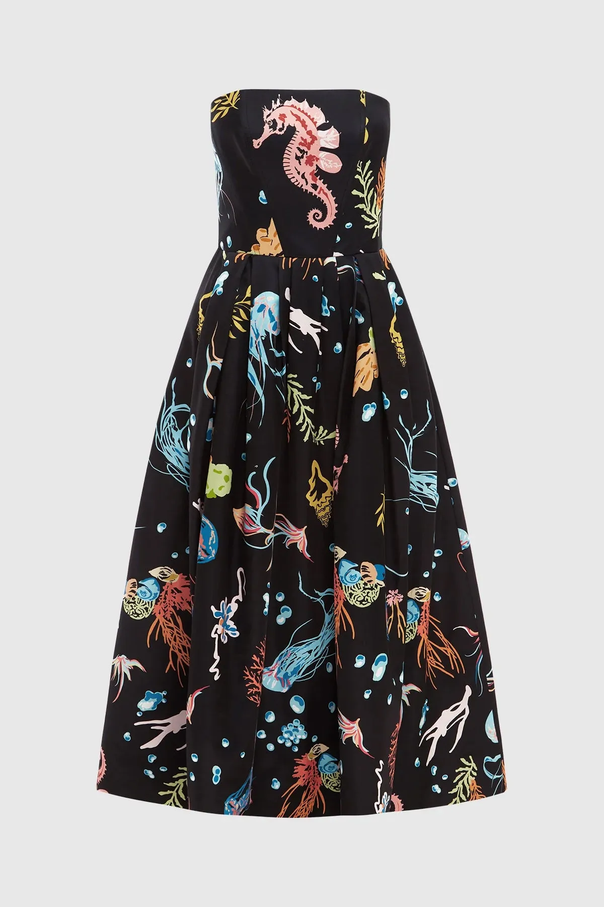 Leo Lin Leanne Bustier Midi Dress - Twilight Print in Black