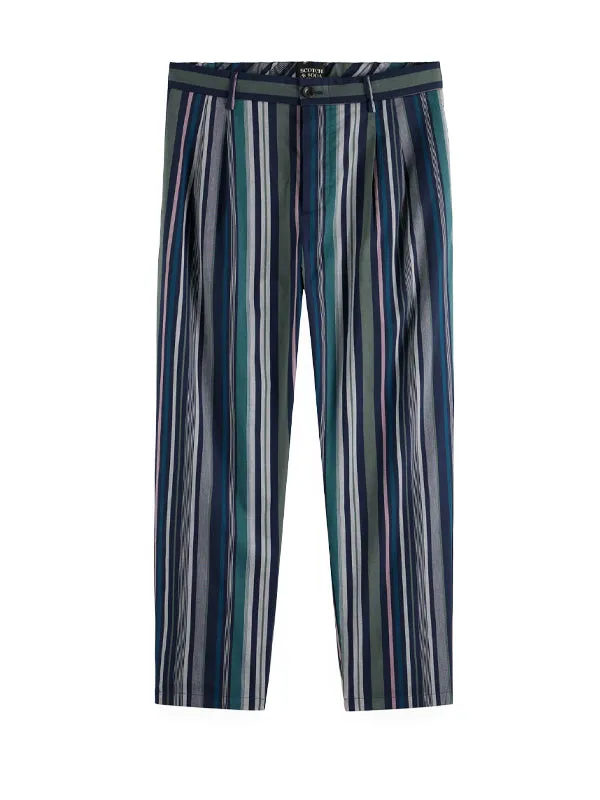 Loose Fit Blanket Stripe Chino Pant: Navy Multi Stripe (FINAL SALE)