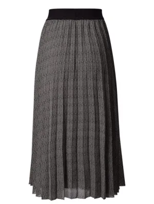 Luisa Cerano Black and Off White Pleated Skirt With Elasticated Waist 528254/3185 7110