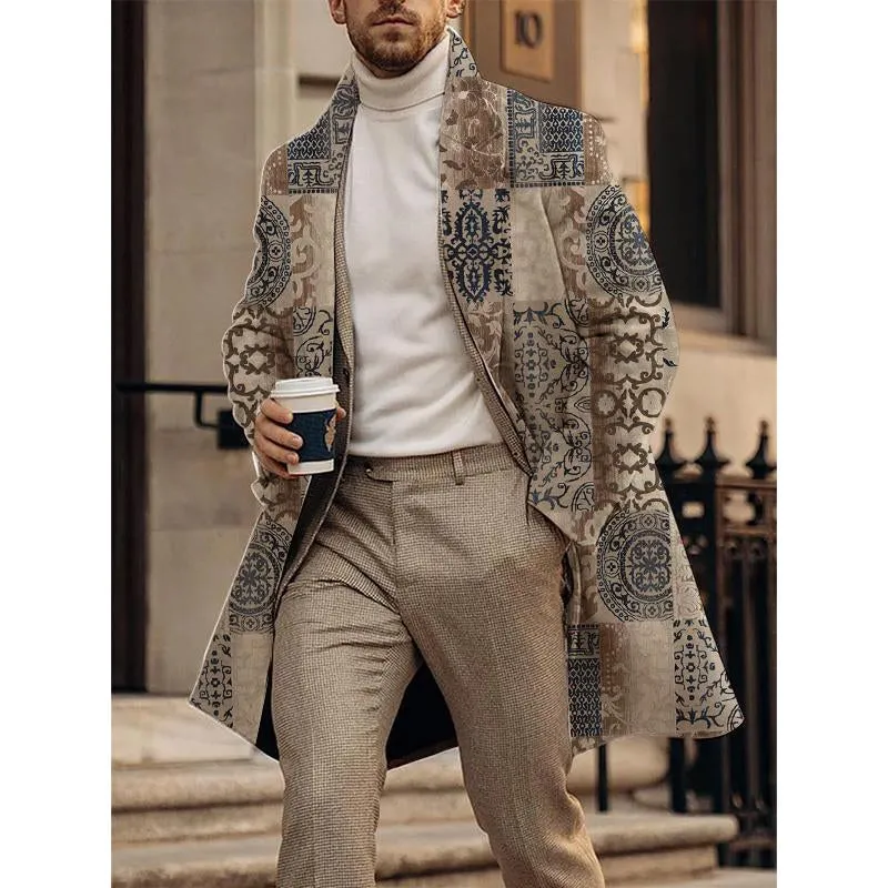 Men's Casual Printed Cardigan Coat 80779450YY