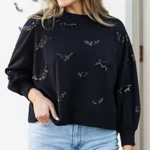 Millie Sweatshirt with Sequin Bats - Medium