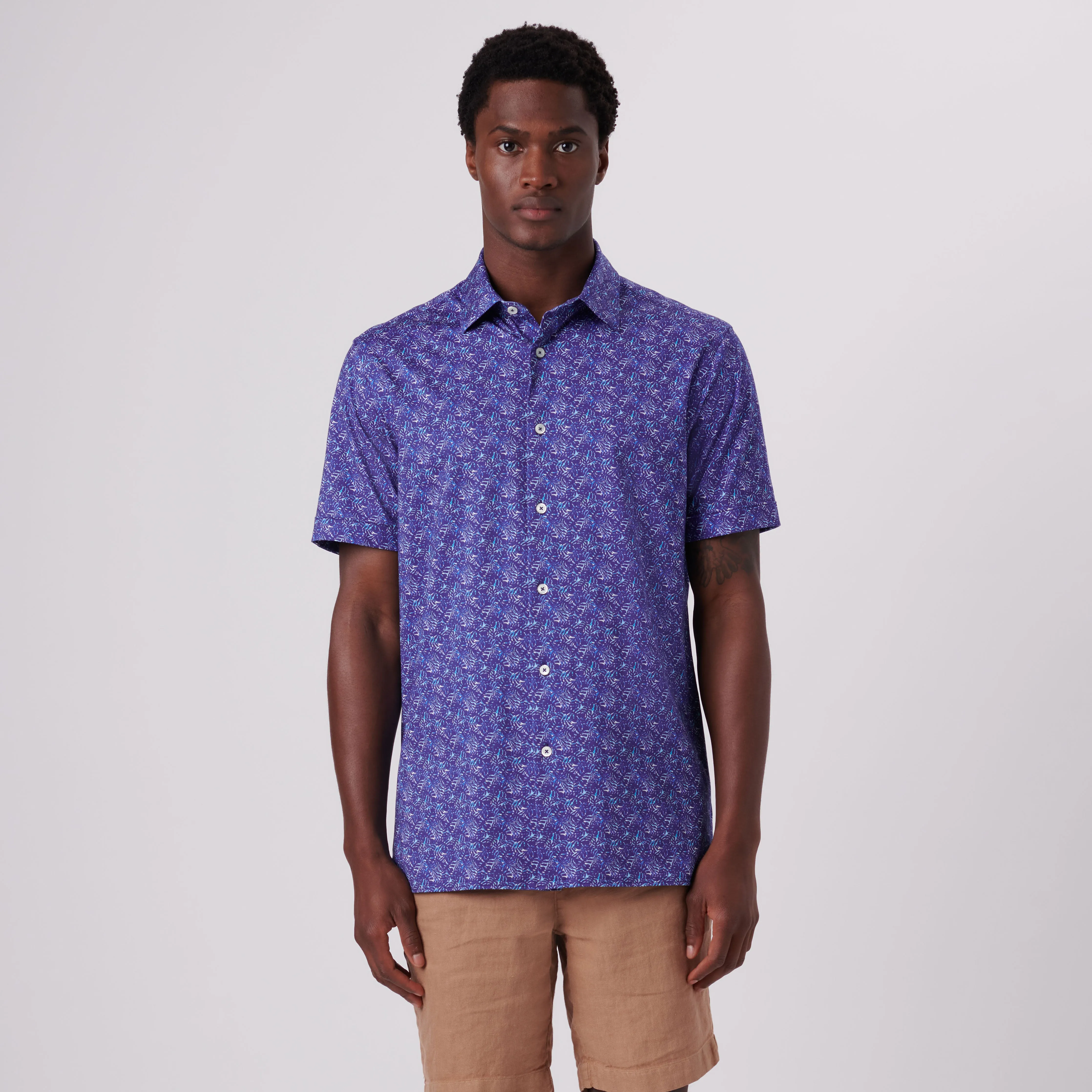 Milo Leaf Print OoohCotton Short Sleeve Shirt