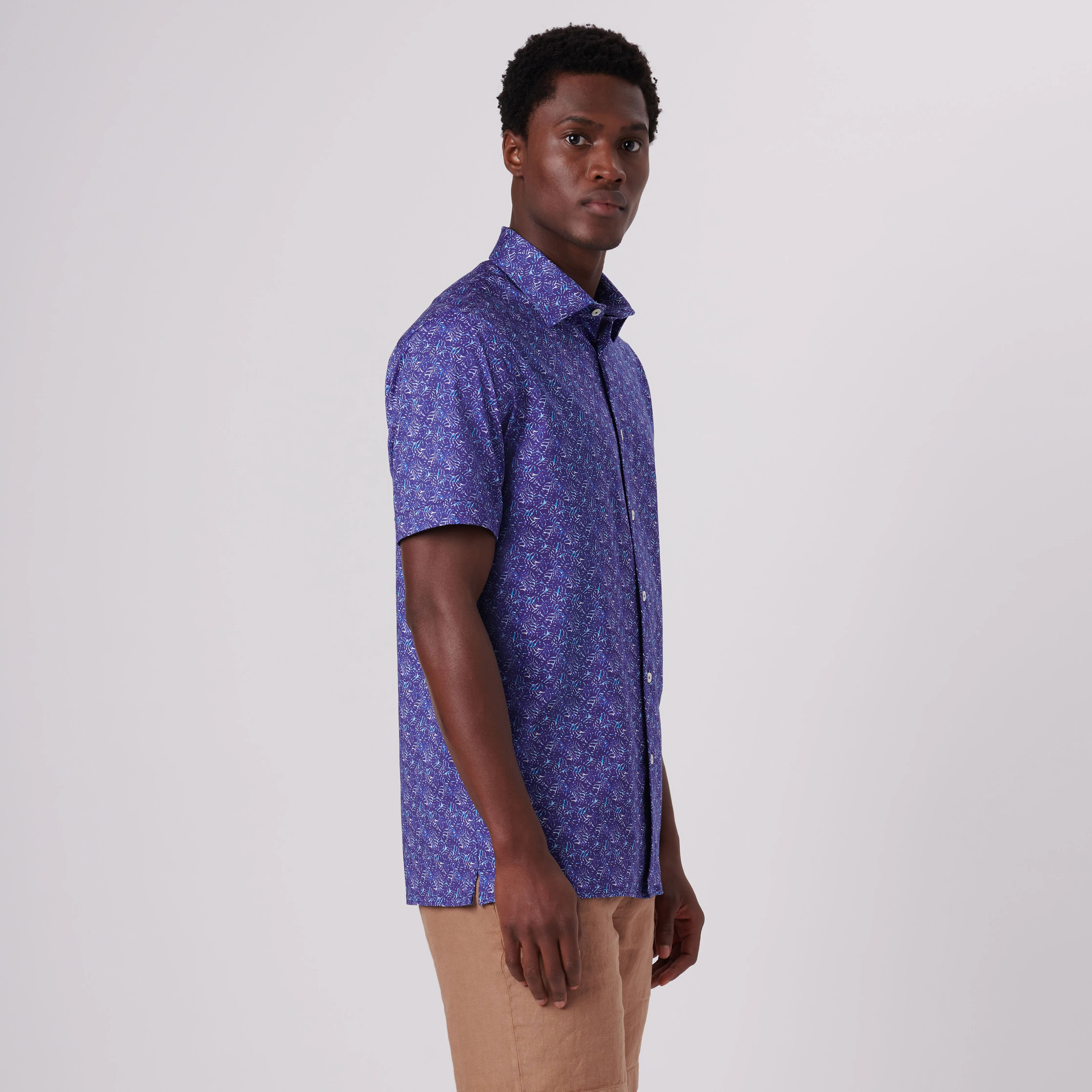 Milo Leaf Print OoohCotton Short Sleeve Shirt