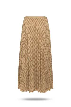 Monogram Pleated Skirt - Chai Tea