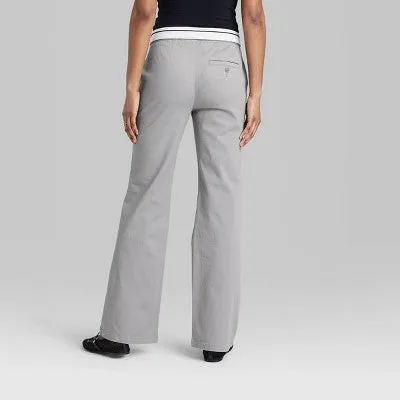 New - Wild Fable Women's Mid Rise Regular Fit Full Fold-Over Chinos Midweight