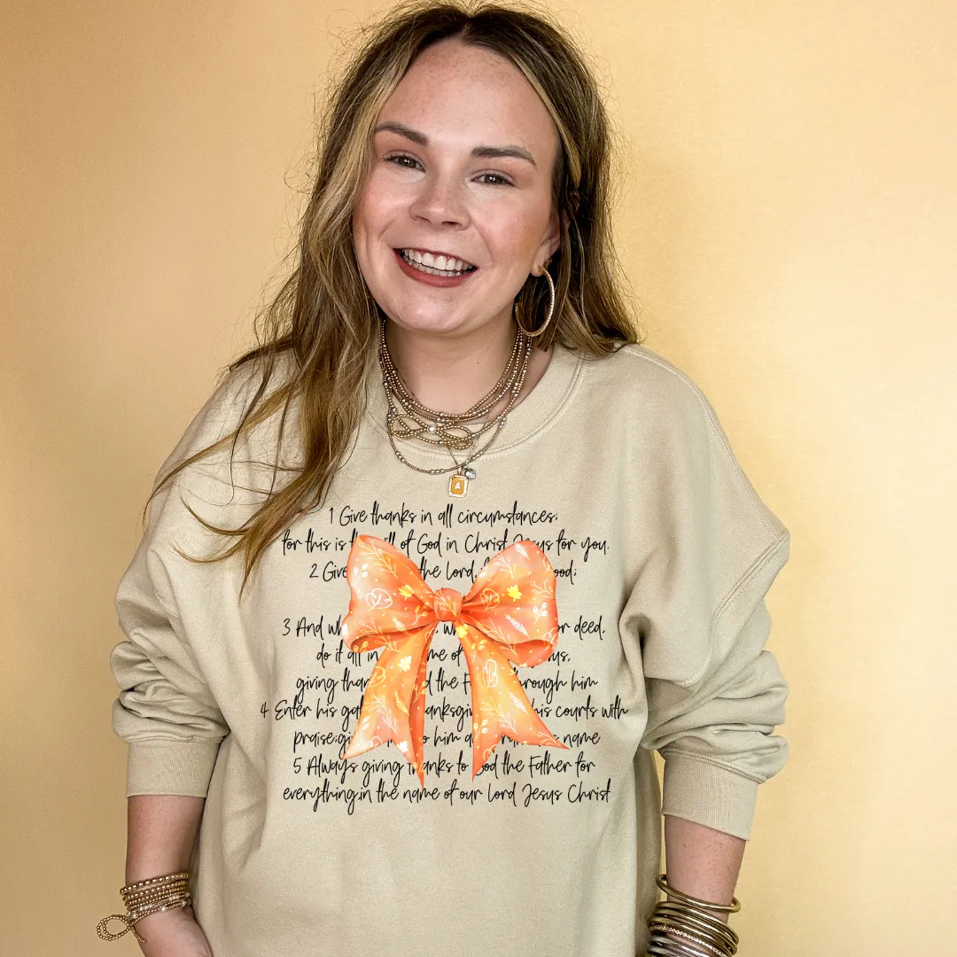 Online Exclusive | Thankful Reminders and Orange Autumn Bow Graphic Sweatshirt in Multiple color Options