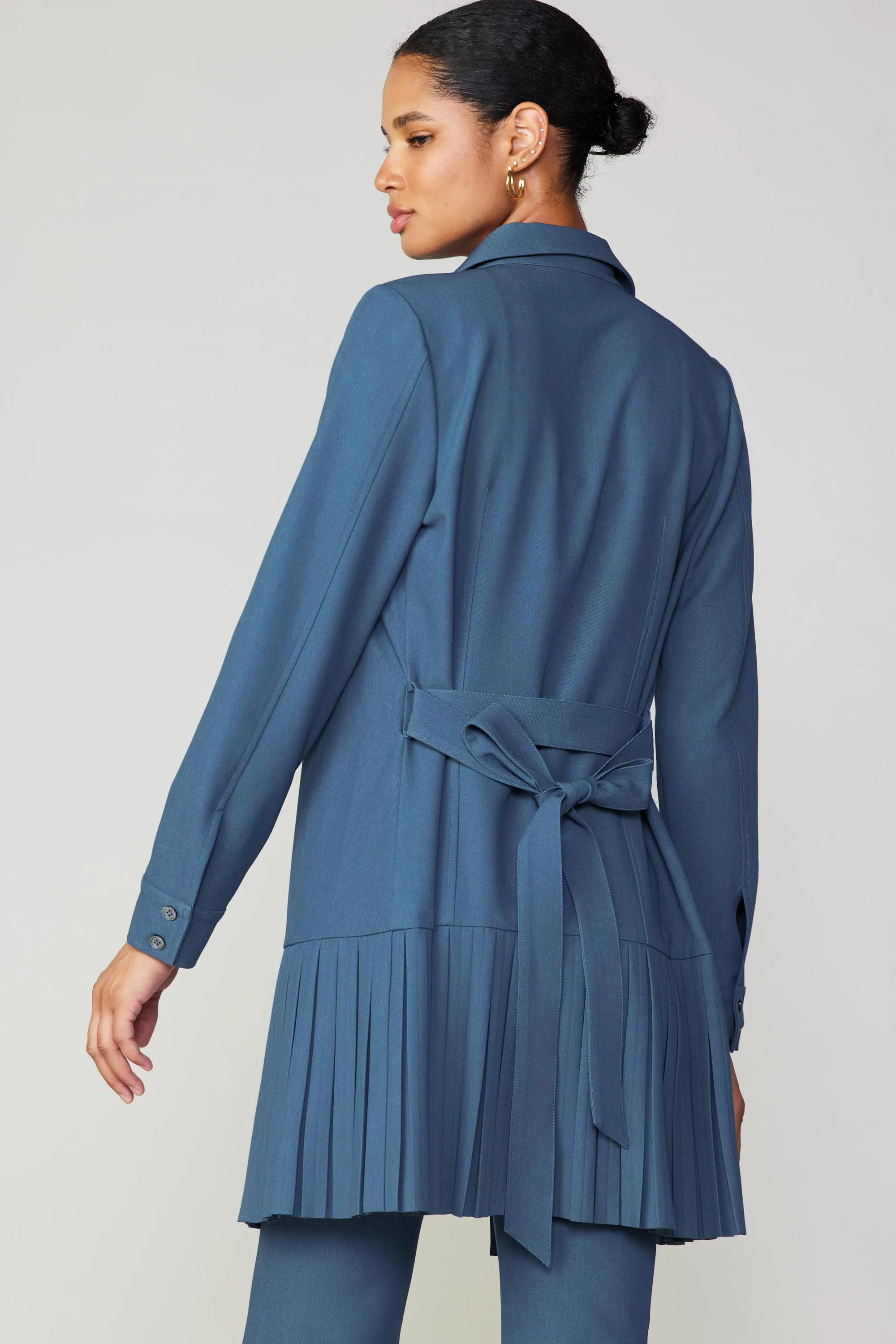 Pleated Buttondown Shirt Dress