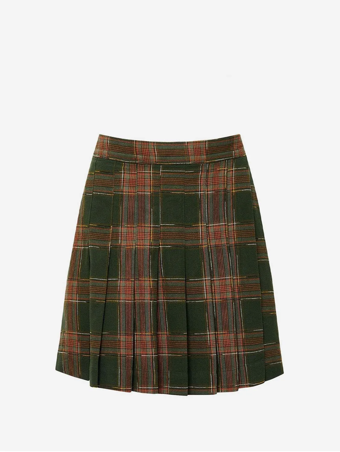 Rara Women's Organic Cotton Checked Flannel Skirt | Green