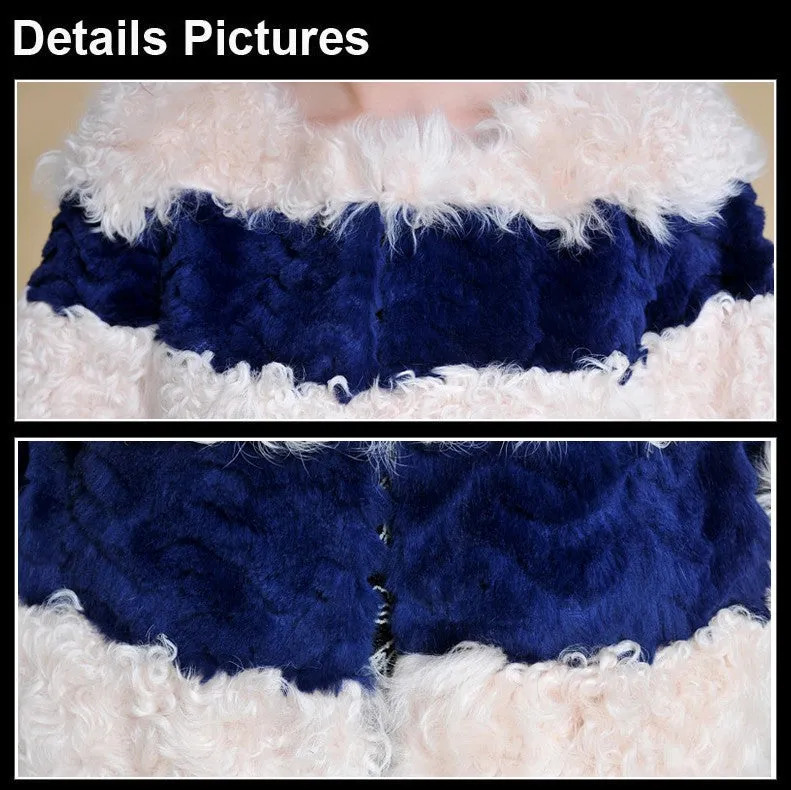 Real Lamb Fur and Rabbit Fur Coat Jacket Overcoat Ladies' Top Dress 2016 New Women's Fur Fur Sotry FS13063