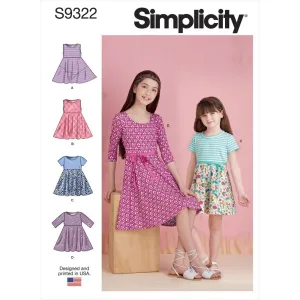 Simplicity Sewing Pattern S9322 Children's and Girls' Pullover Dresses