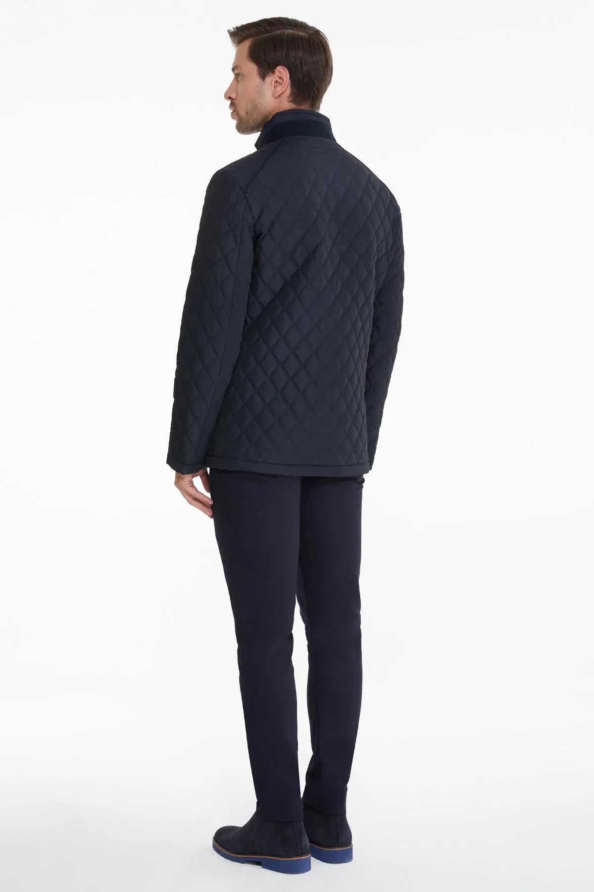 Slim Fit Navy Quilted Nivo Nebraska Coat