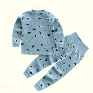 Spring Autumn Children Pajamas Set High Waist Cotton Kids Long Johns