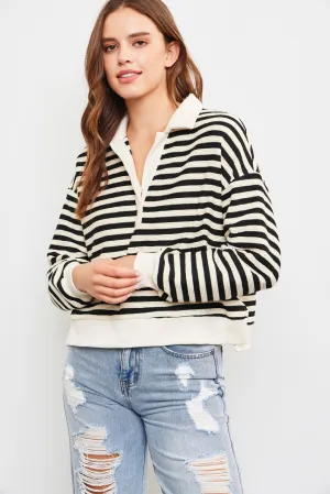 Striped Pullover with Collar