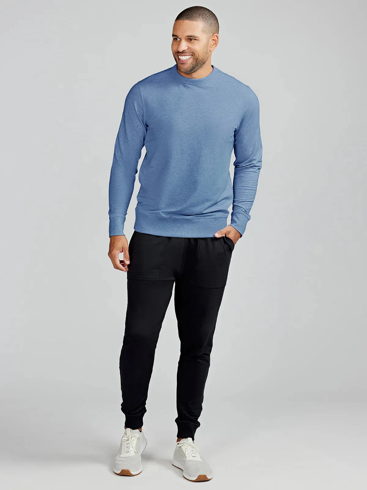 tasc Performance Men's Varsity French Terry Sweatshirt in Chambray Heather