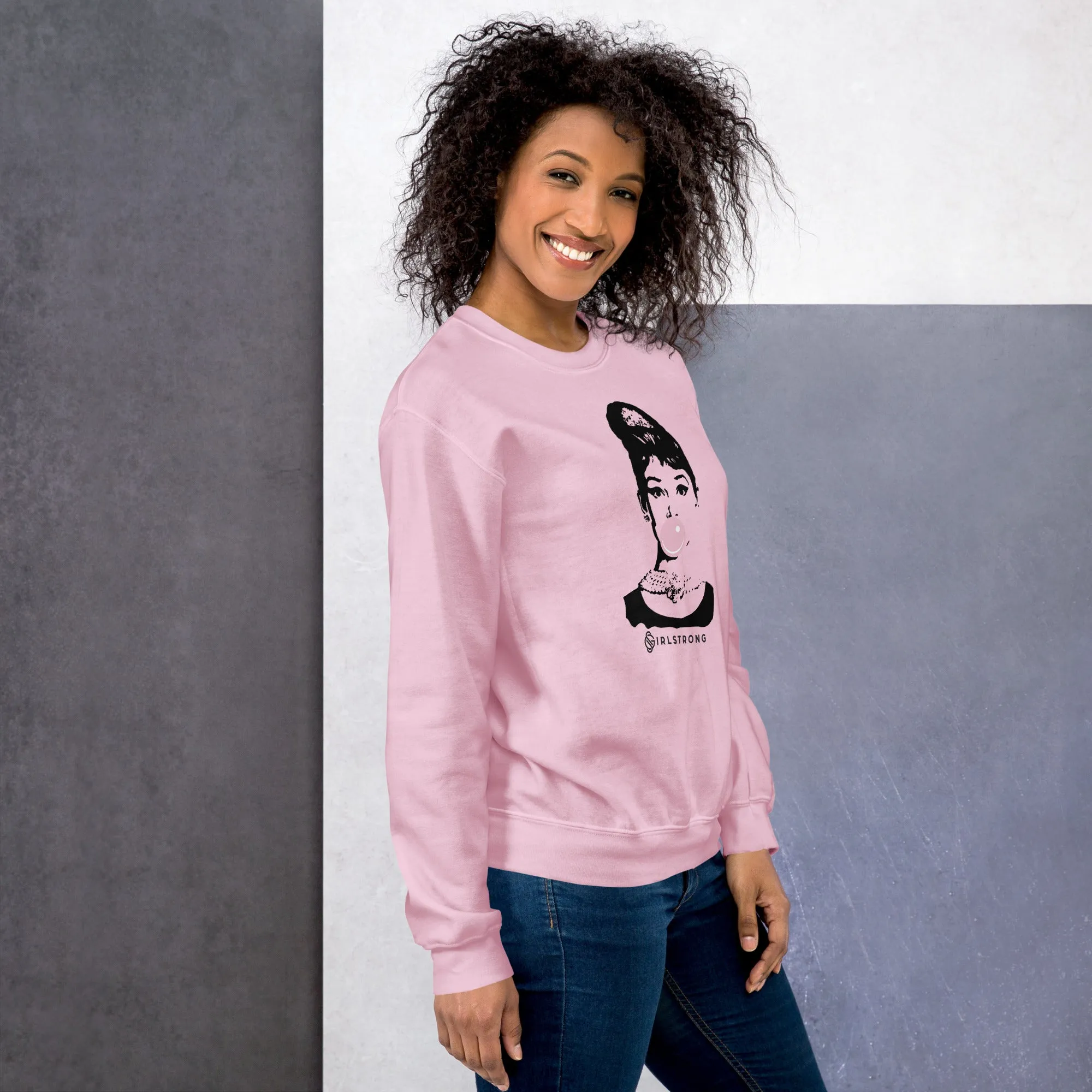 THE ESSENTIAL UNISEX SWEATSHIRT PINK AUDREY HEPBURN