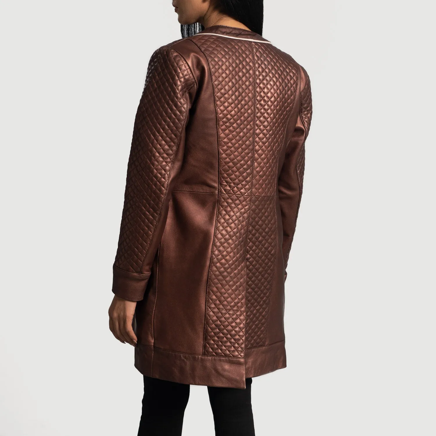 Trudy Lane Quilted Maroon Leather Coat